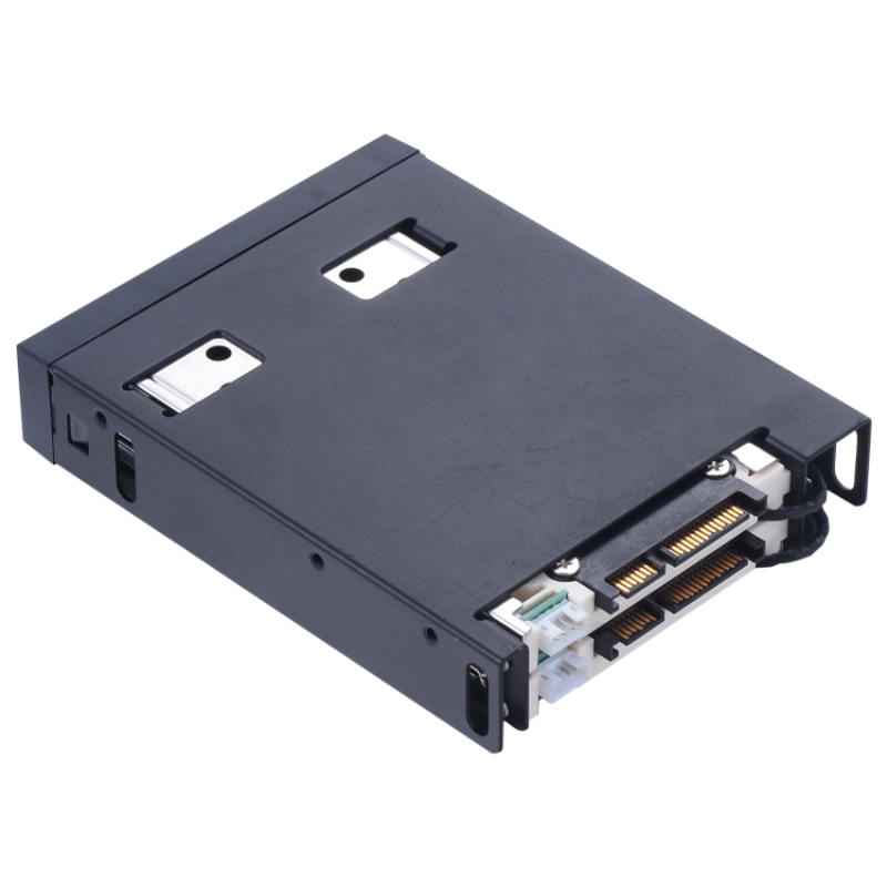 Unestech Aluminum 2 x 2.5" Tray-less Hot Swap SATA Enclosure SSD HDD Mobile Rack for 3.5" Bay