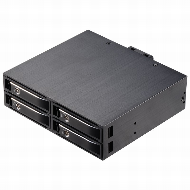 Unestech Removable 4Bay 2.5" SATA / SAS Hot Swap SSD / HDD Mobile Rack Enclosure for 5.25 Bay 