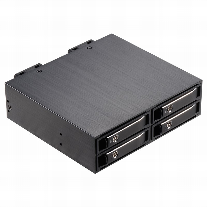 Unestech 4 Bay 2.5" SATA SAS Hot Swap SSD Hdd Mobile Rack for 5.25" Bay with MINISAS HD(SFF-843)