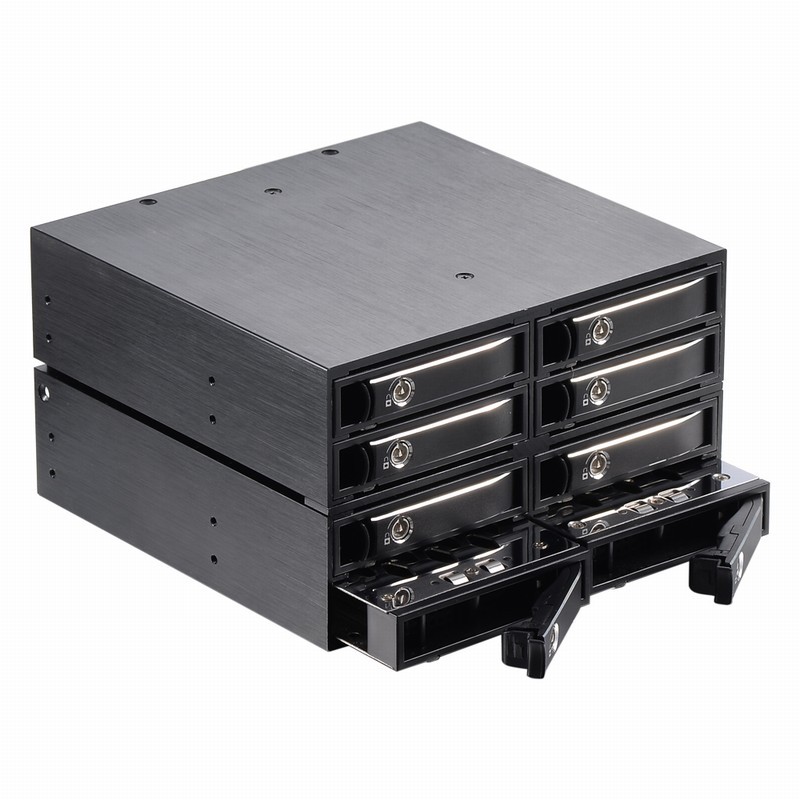 Unestech Removable 8 x 2.5" SATA / SAS SSD Hdd Mobile Rack Enclosure for 5.25" Drive Bay (2 x MINISAS HD SFF-8643)