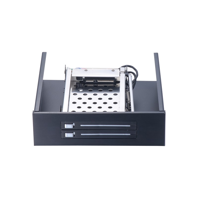 Unestech Tray-less 2 Bay 2.5" SATA SSD Hdd Mobile Rack Enclosure for 5.2" Bay