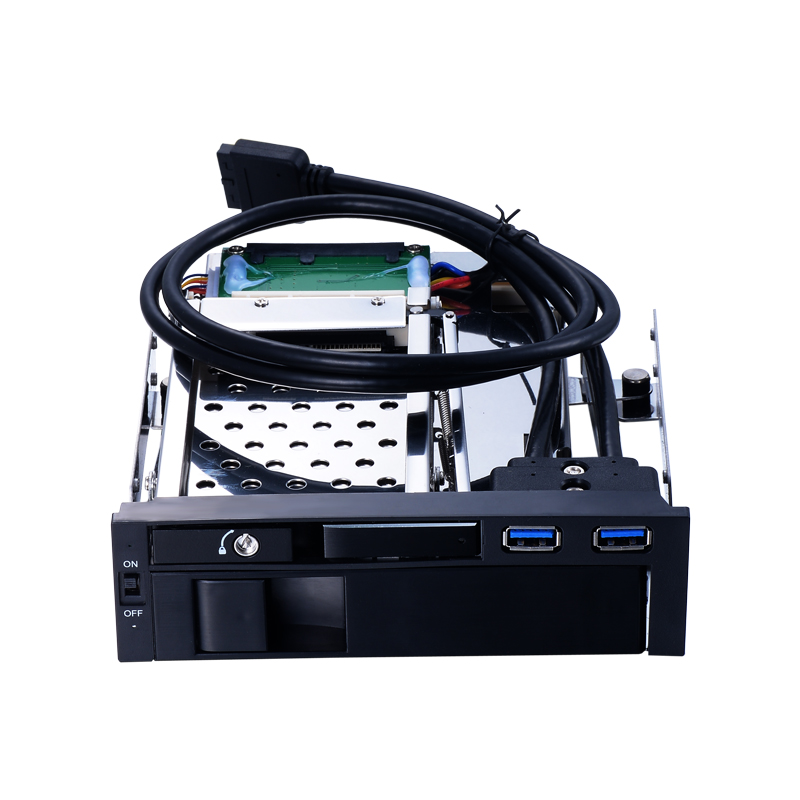 Unestech 2-Bay 2.5+3.5" SATA Hot Swap SSD HDD Mobile Rack Enclosure for 5.25" Bay (With USB)