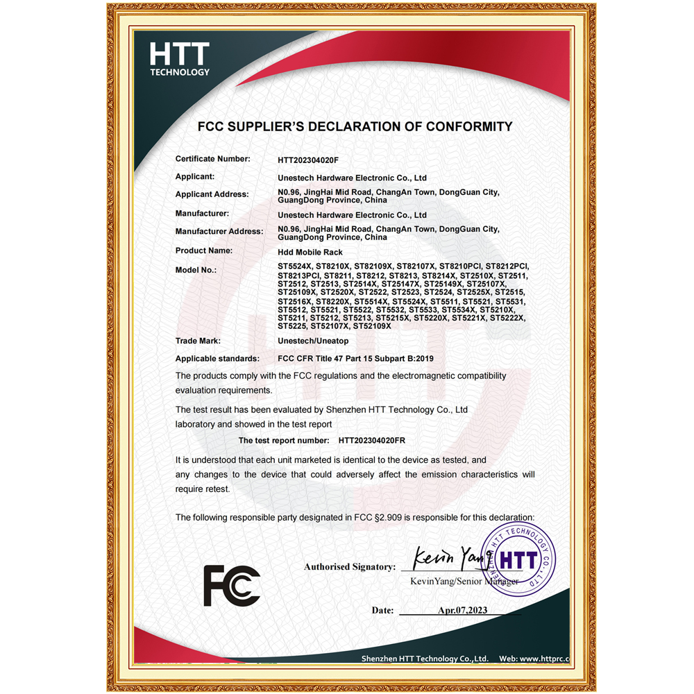 Certificat FCC 2,5"