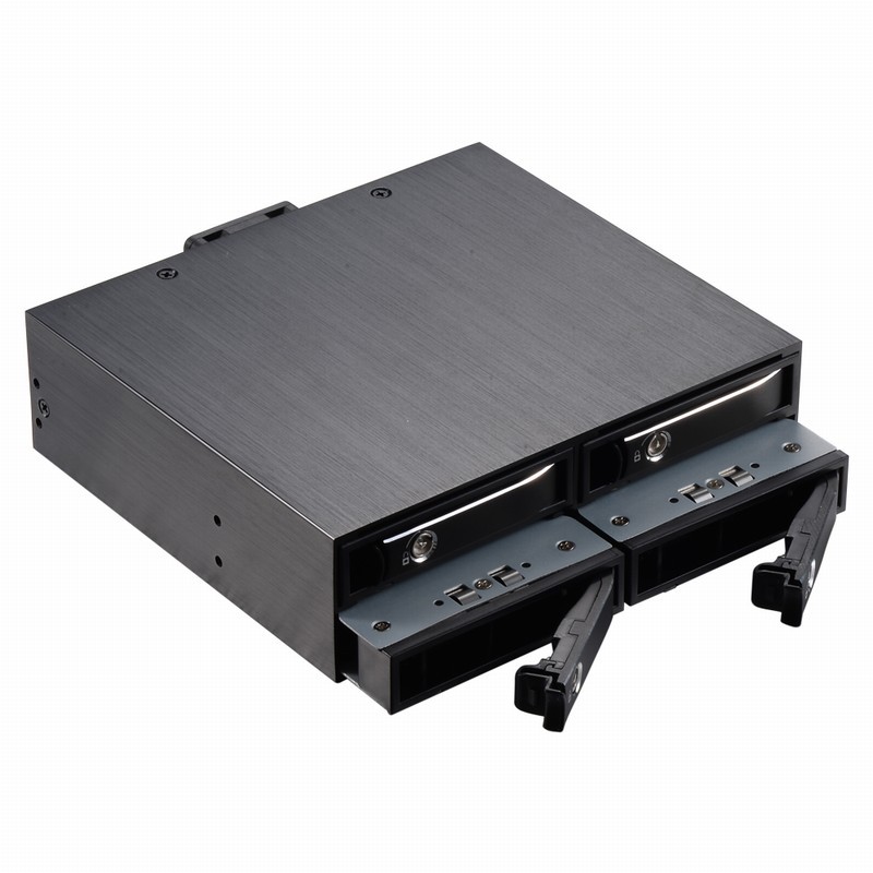 Unestech 탈착식 4Bay 2.5" SATA / SAS 핫스왑 SSD / HDD 모바일 랙 인클로저(5.25베이용)