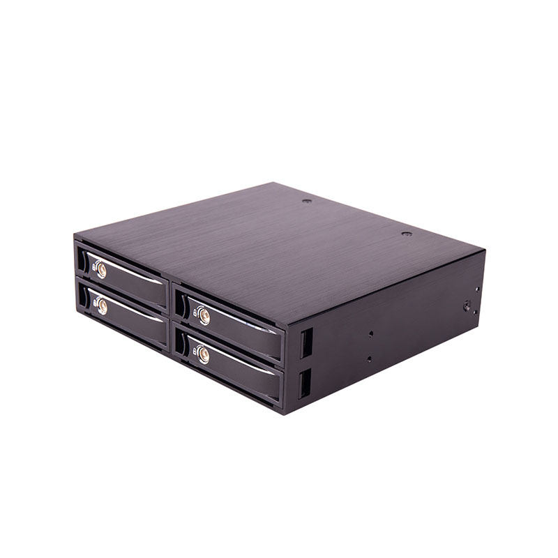 Unestech U.2 NVMe 4 ベイ 2.5 インチ SAS SSD HDD モバイル ラック、5.25 インチ ドライブ ベイ用（4x MiniSAS HD SFF-8643）