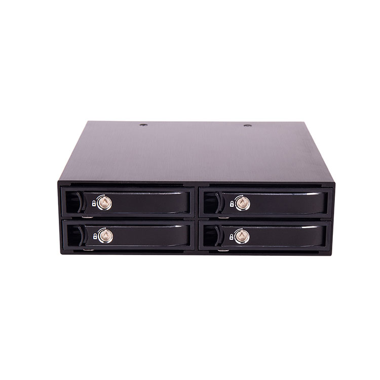 Unestech U.2 NVMe 4베이 2.5" SAS SSD HDD 모바일 랙(5.25" 드라이브 베이용)(4x MiniSAS HD SFF-8643)
