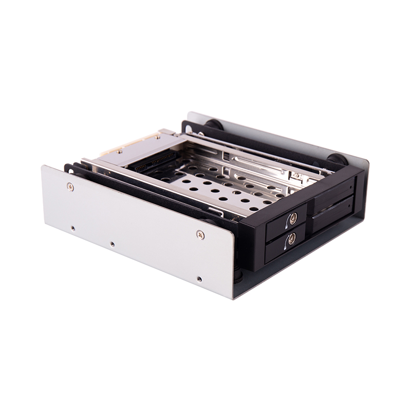 Unestech 双盘位车载专用2.5寸SATA免工具铝合金材质热插拔硬盘抽取盒