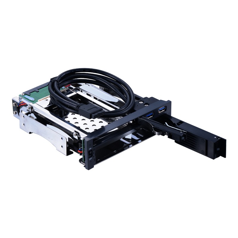 Unestech Tray-less 2Bay 2.5" 3.5" SATA Hot Swap SSD Hdd Mobile Rack for 5.25" Bay