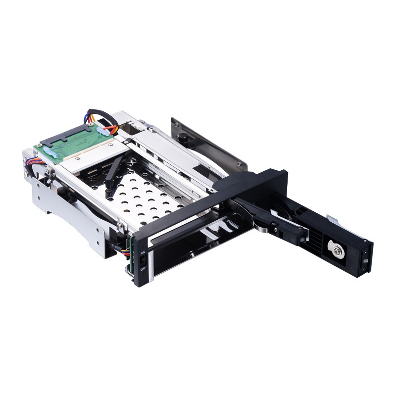 Unestech Tray-less 2.5+3.5" SATA Hot Swap SSD Giá đỡ di động cho ổ 5.25"