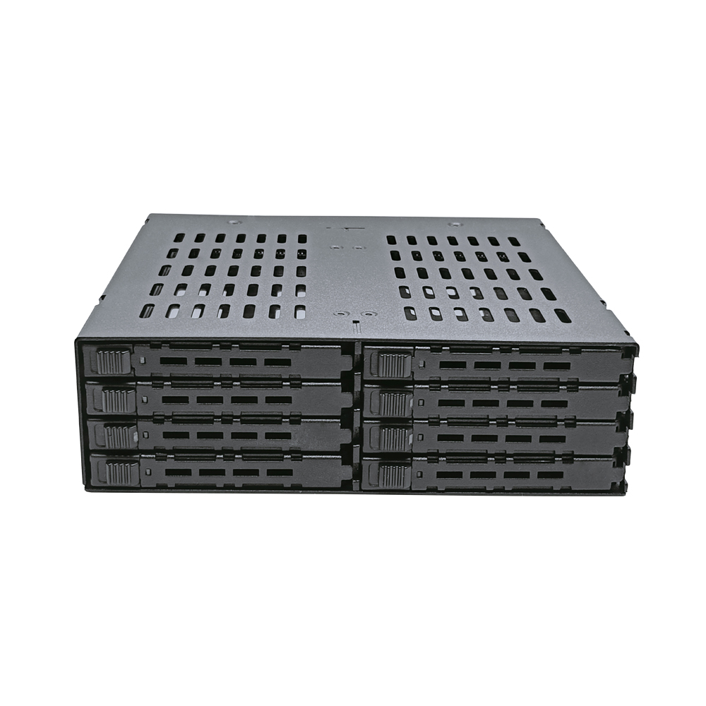 Unestech 8 Bay 2.5" U.2 / U.3 NVMe PCIe 4.0 SSD Mobile Rack Enclosure for 5.25" Drive Bay (4 x SlimSAS SFF-8654 8i)