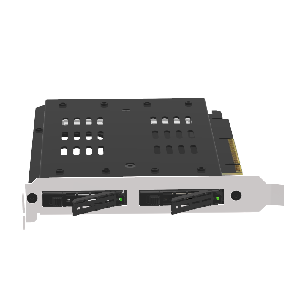 Unestech PCI Express 슬롯용 탈착식 2Bay M.2 NVMe PCIe 4.0 SSD 모바일 랙 인클로저